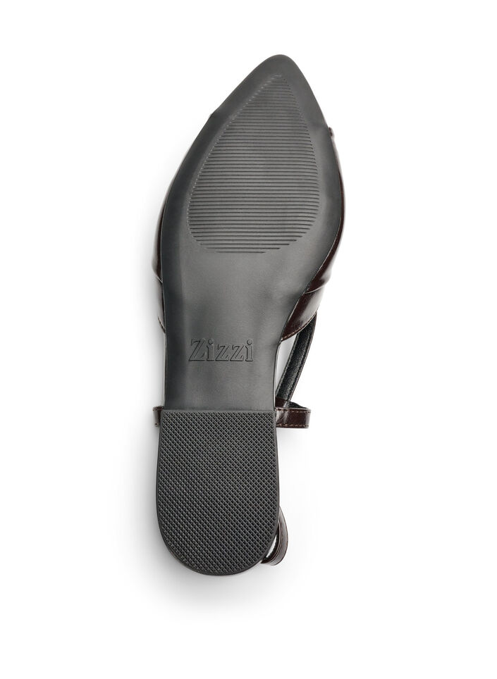 Slingback med sl&oslash;jfedetalje og laklook, Brun, Packshot image number 4