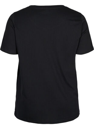 Økologisk bomulds t-shirt med printdetaljer, Black, Packshot image number 1