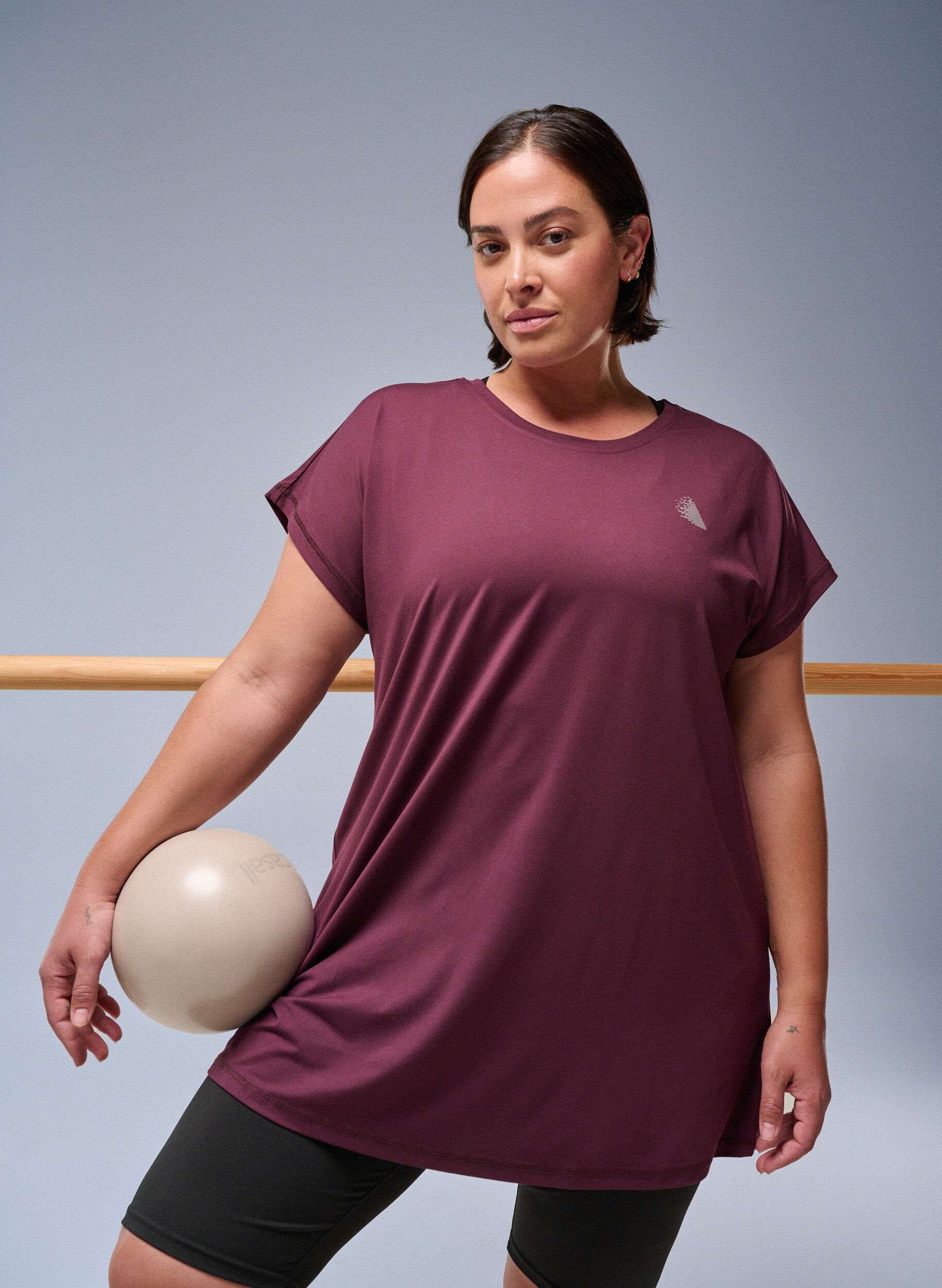 Zizzi Lang tr&aelig;nings t-shirt, R&oslash;d, Image image number 0