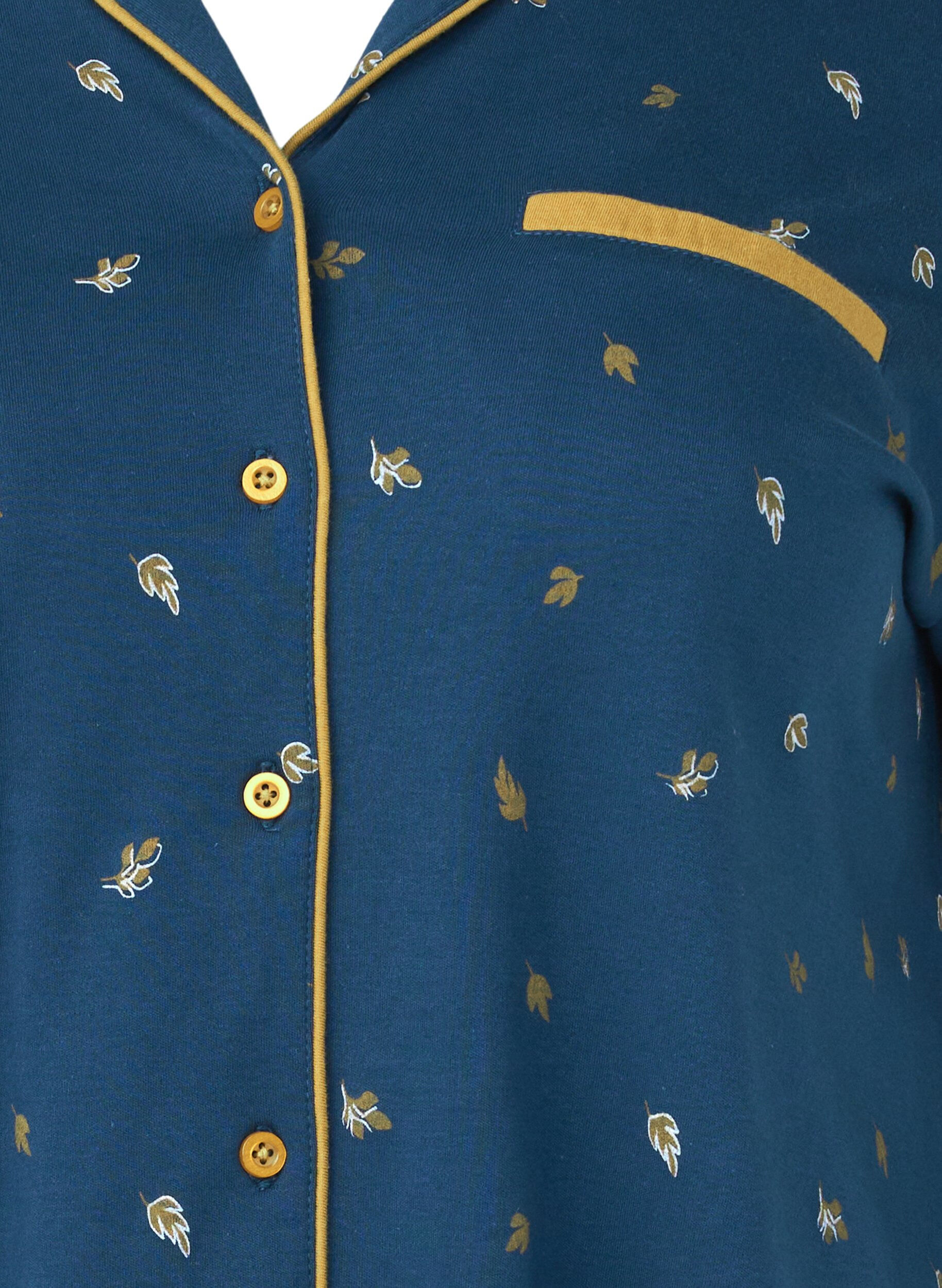 Zizzi Natskjorte i bomuld, Blue Opal AOP, Packshot image number 2