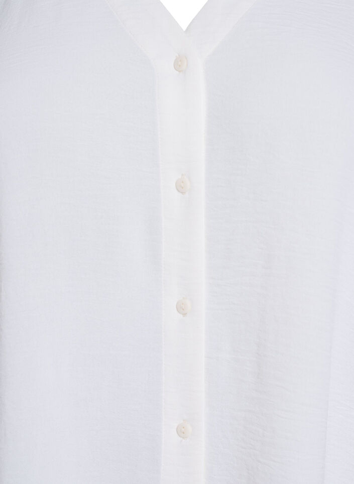 Skjortebluse med V-udsk&aelig;ring og 3/4-&aelig;rmer, Vanilla, Packshot image number 2