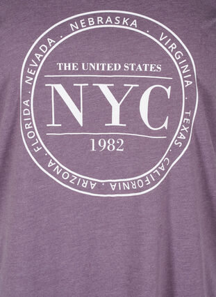 Meleret t-shirt med tryk og korte ærmer, Vintage Violet Mel., Packshot image number 2