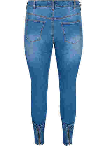 Super slim Amy jeans med sløjfe og lynlås, Dark blue, Packshot image number 1