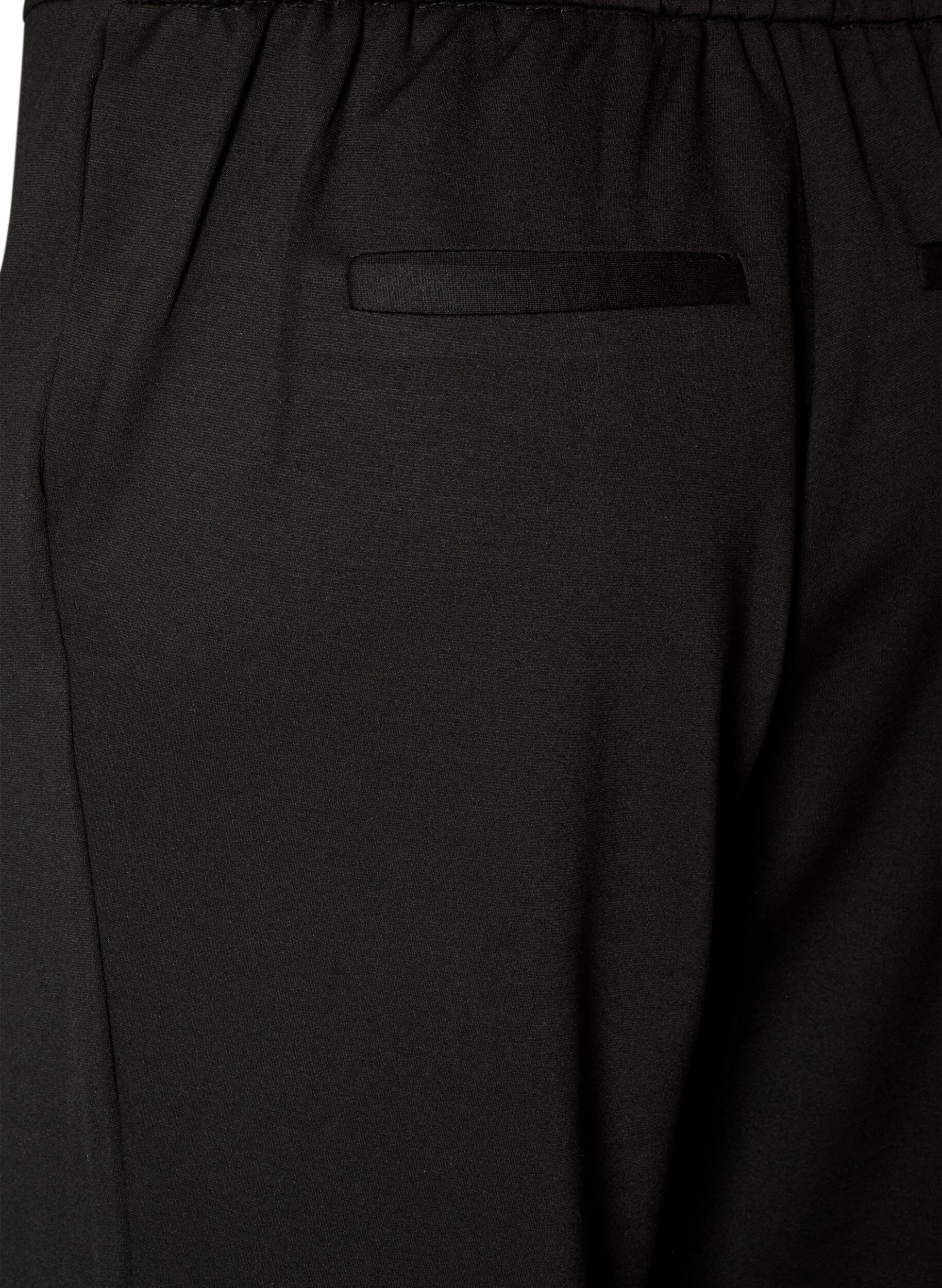 ZizziL&oslash;se jerseybukser med h&oslash;j talje, Sort, Packshot image number 3