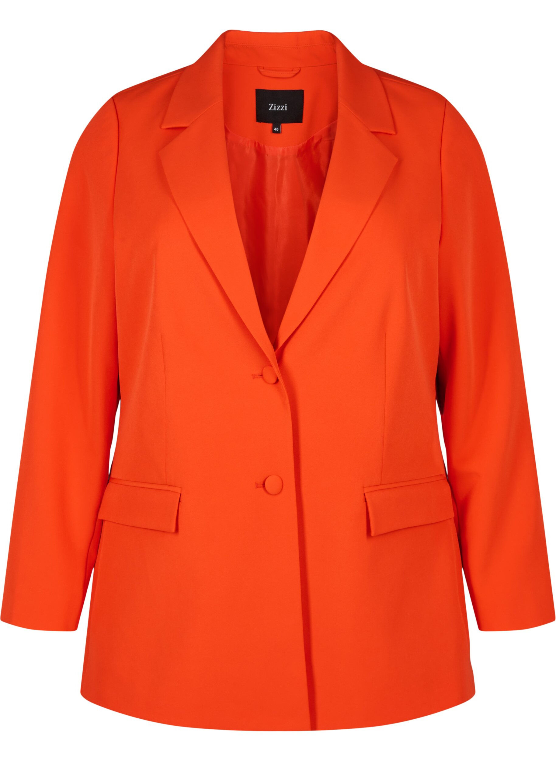 Zizzi Klassisk blazer med knaplukning, Orange.com, Packshot image number 0