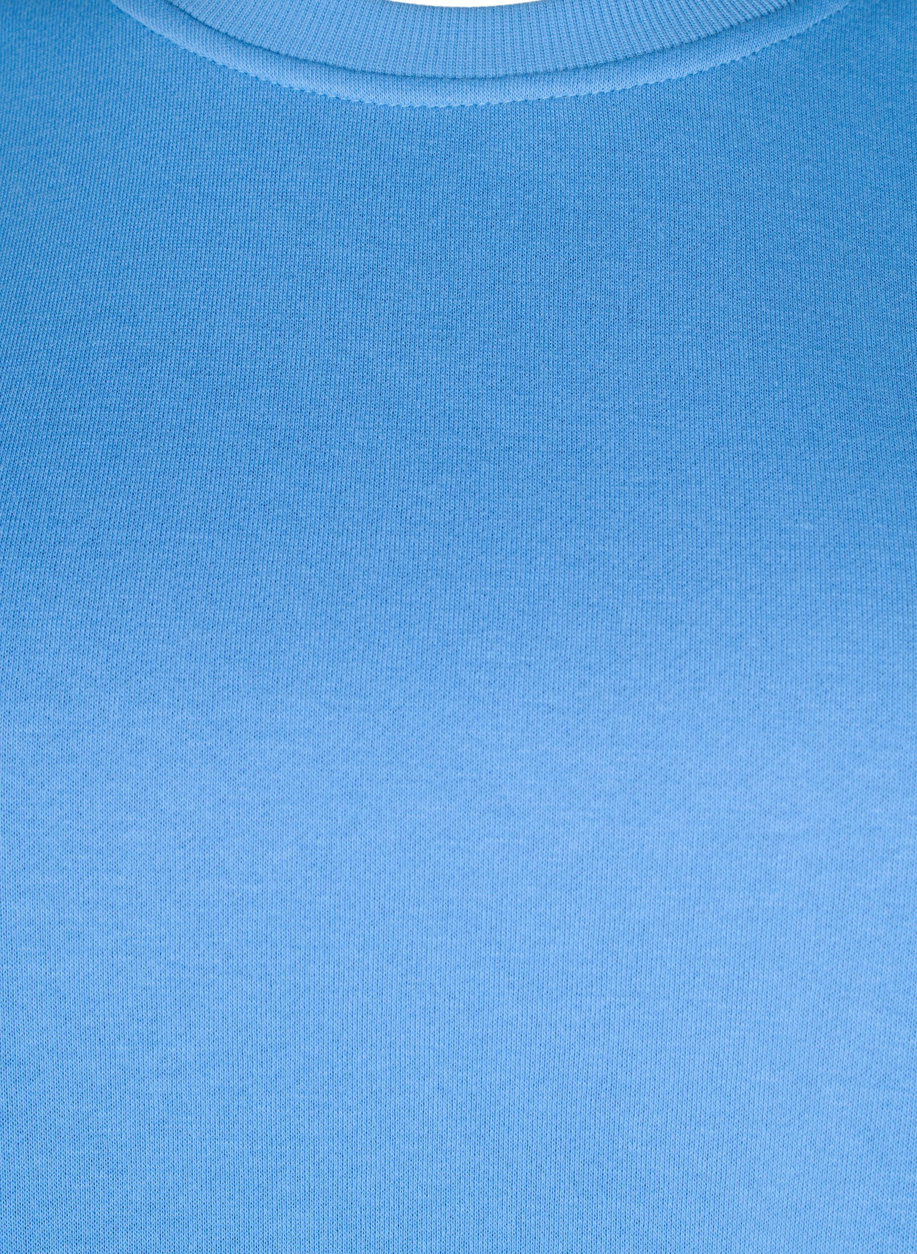 Zizzi Sweatbluse med broderede udsk&aelig;ringer, Della Robbia Blue, Packshot image number 2