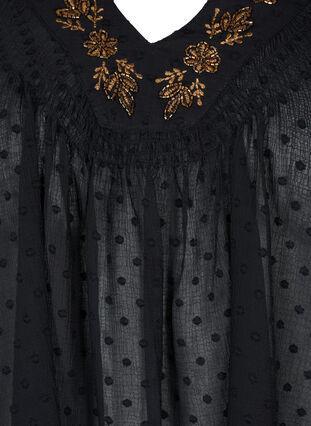 Prikket bluse med v-hals og perler, Black w. Cobber, Packshot image number 2