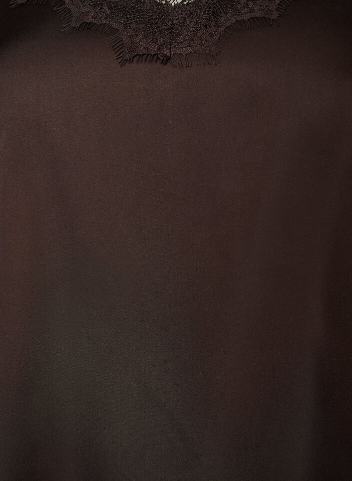 Satintop med blondekanter og asymmetrisk fald, Brun, Packshot image number 2