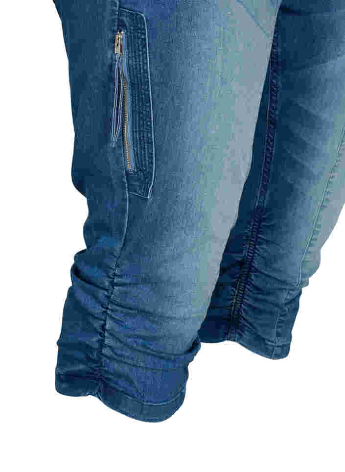 Slim fit capri jeans med lommer, Light blue denim, Packshot image number 3