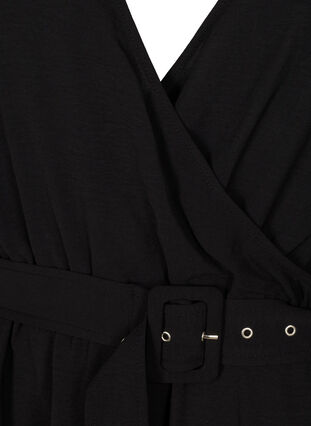 Kortærmet kjole med bælte, Black, Packshot image number 2