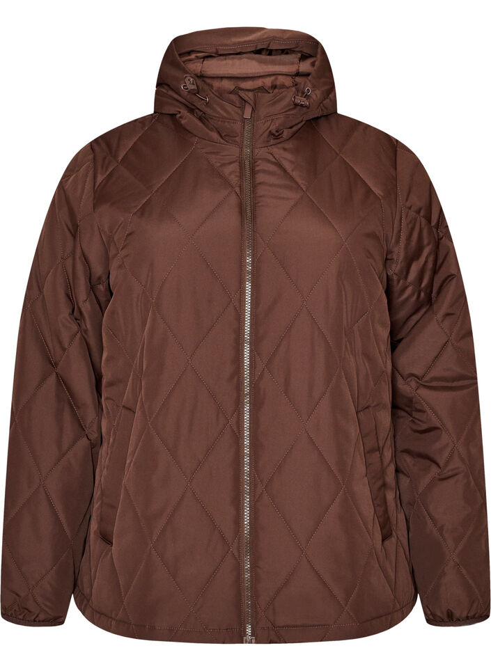 Let vatteret jakke med diamantquilt, Brun, Packshot image number 0