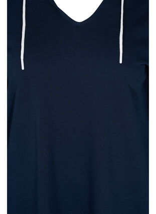 Lang sweatshirt med v-hals og hætte, Dark Sapphire, Packshot image number 3
