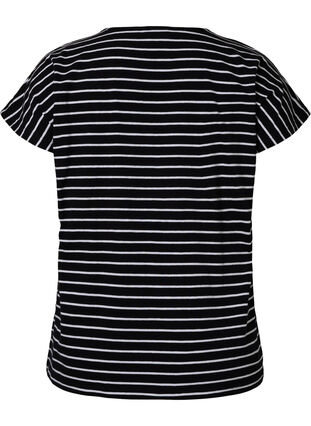 Bomulds t-shirt med striber, Black W. Stripe, Packshot image number 1