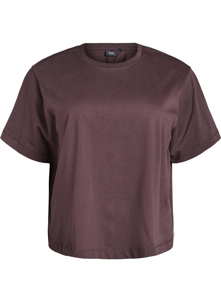 Boxy t-shirt i bomuld, Brun, Packshot image number 0