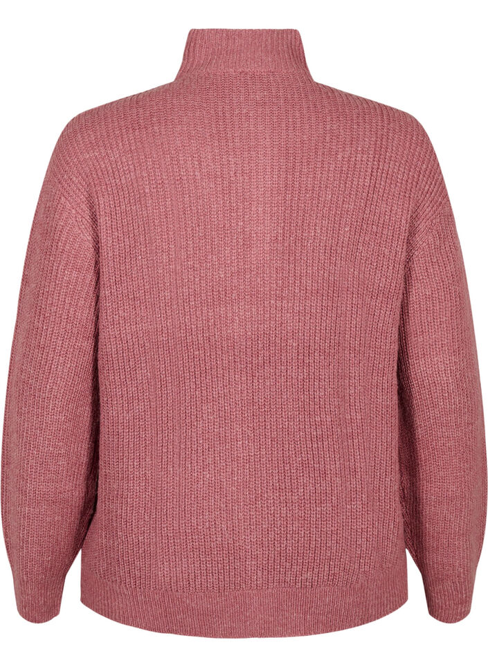 Striktr&oslash;je med h&oslash;j hals og lynl&aring;s, Lyser&oslash;d, Packshot image number 1