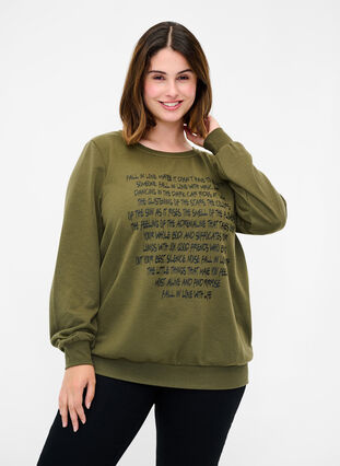 Sweatshirt med tekstprint , Ivy G w. Black AOP, Model image number 0