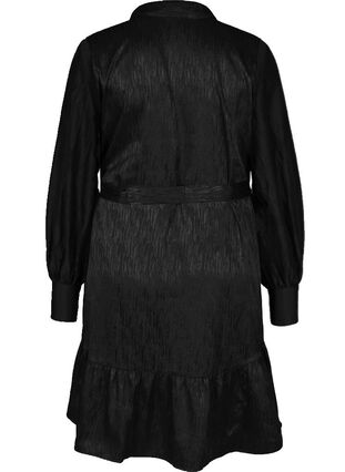 Mønstret wrap kjole med lange ærmer, Black, Packshot image number 1