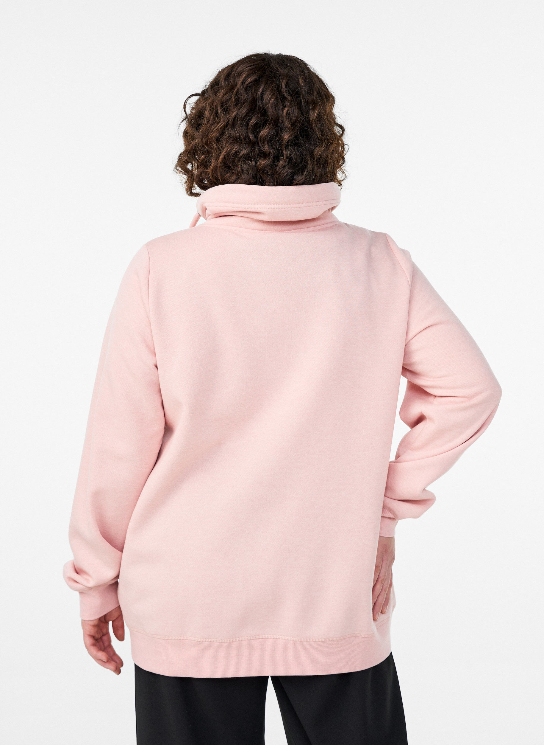 Zizzi Sweatshirt med h&oslash;j krave og lommer, Lyser&oslash;d, Model image number 2