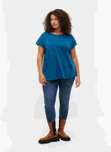 Kortærmet t-shirt i bomuldsblanding, Petrol Blue, Model image number 2