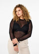 Ensfarvet mesh bluse, Sort, Model image number 0