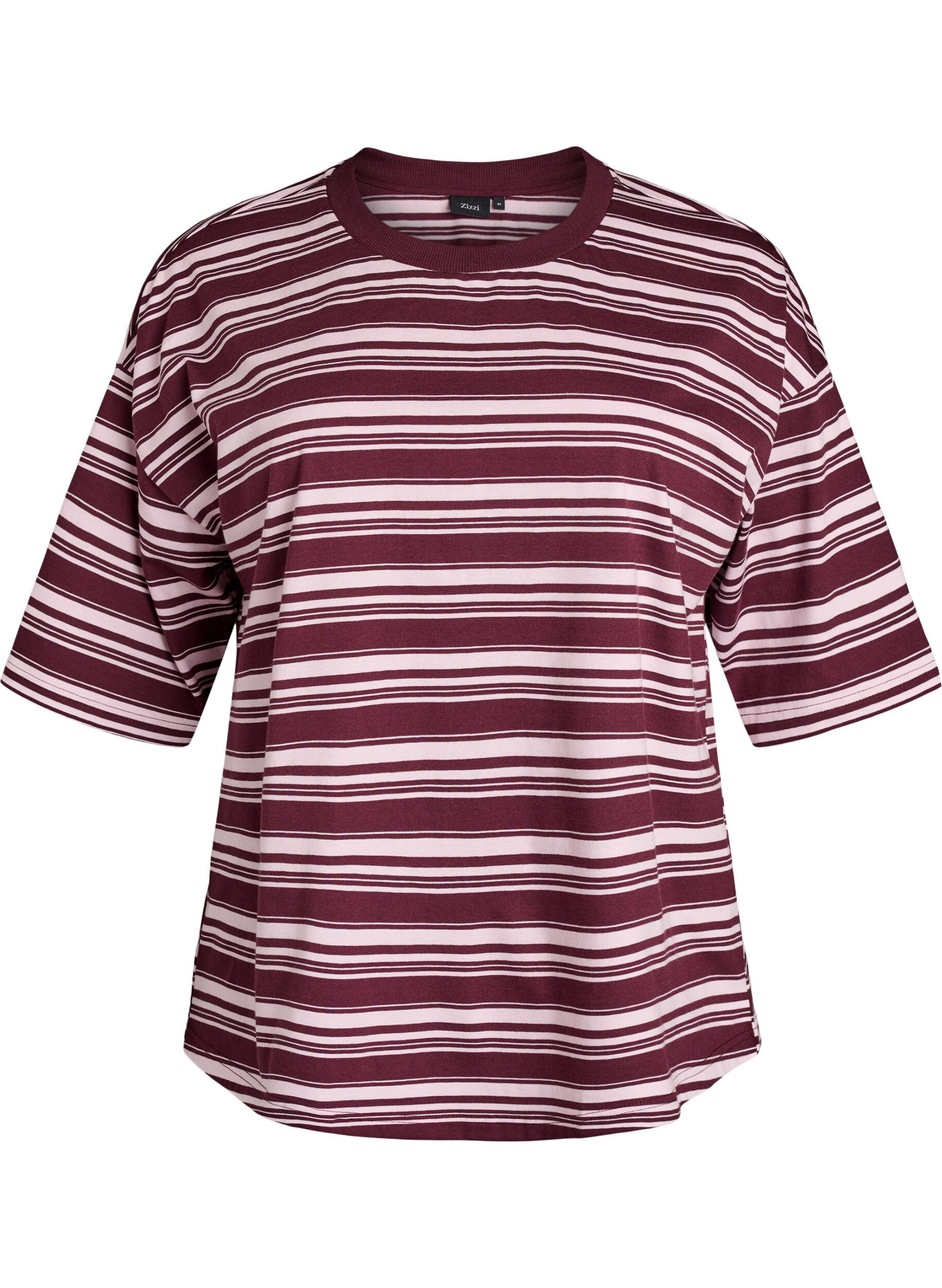 Boxy T-shirt med stribet m&oslash;nster