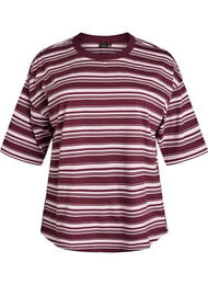 Boxy T-shirt med stribet m&oslash;nster, R&oslash;d