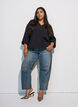 Bluse med balloneffekt og chiffondetaljer, Sort, Model image number 1