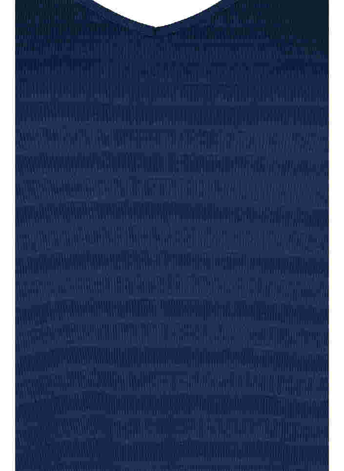 Bluse med 3/4 ærmer og v-udskæring, Navy Blazer, Packshot image number 2