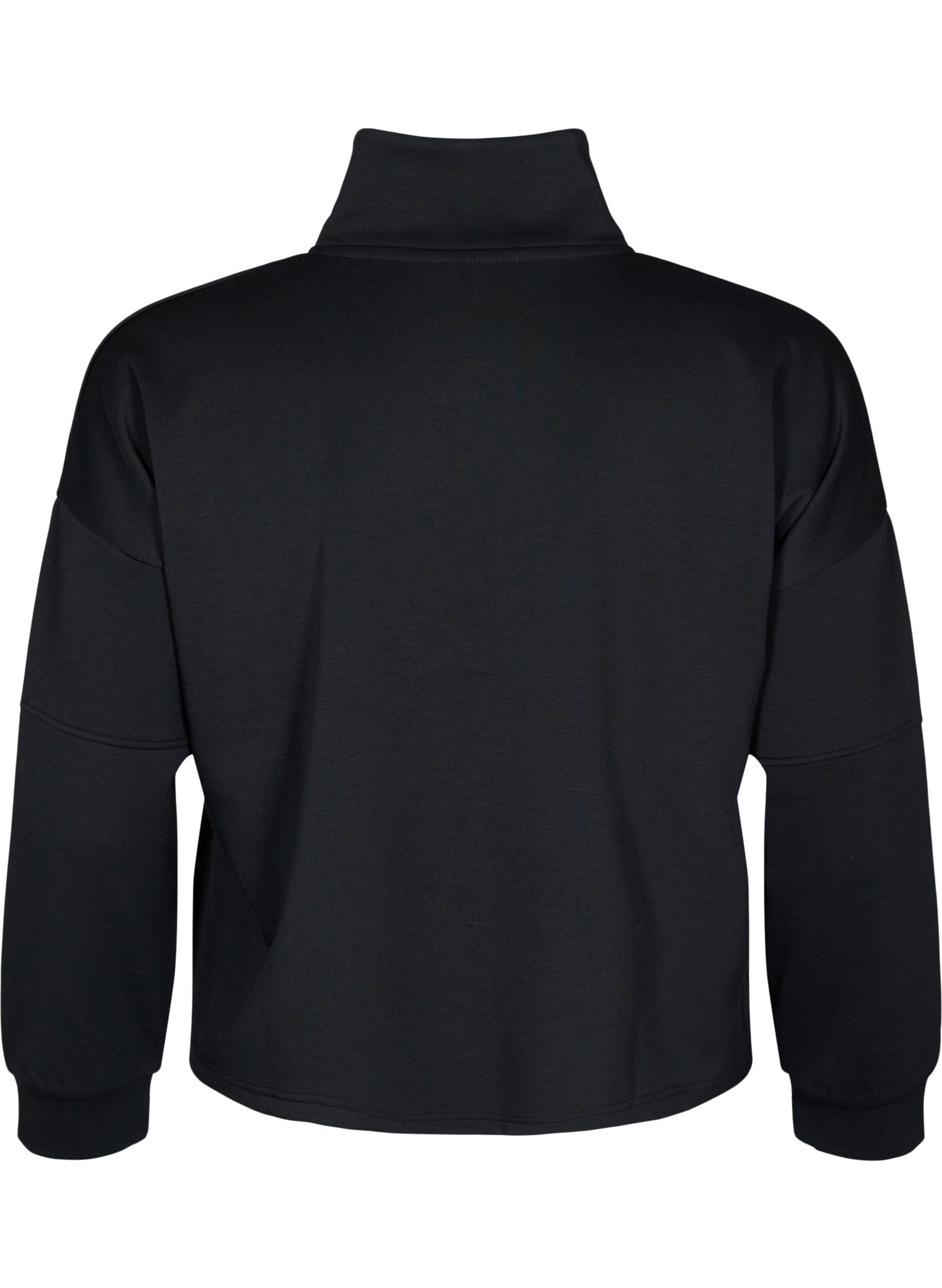 Zizzi Sweatshirt i modalmix med h&oslash;j hals, Black, Packshot image number 1