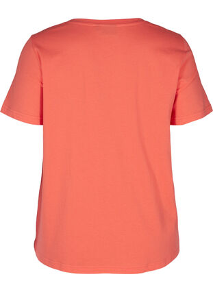 Kortærmet t-shirt med v-hals i økologisk bomuld, Living Coral, Packshot image number 1