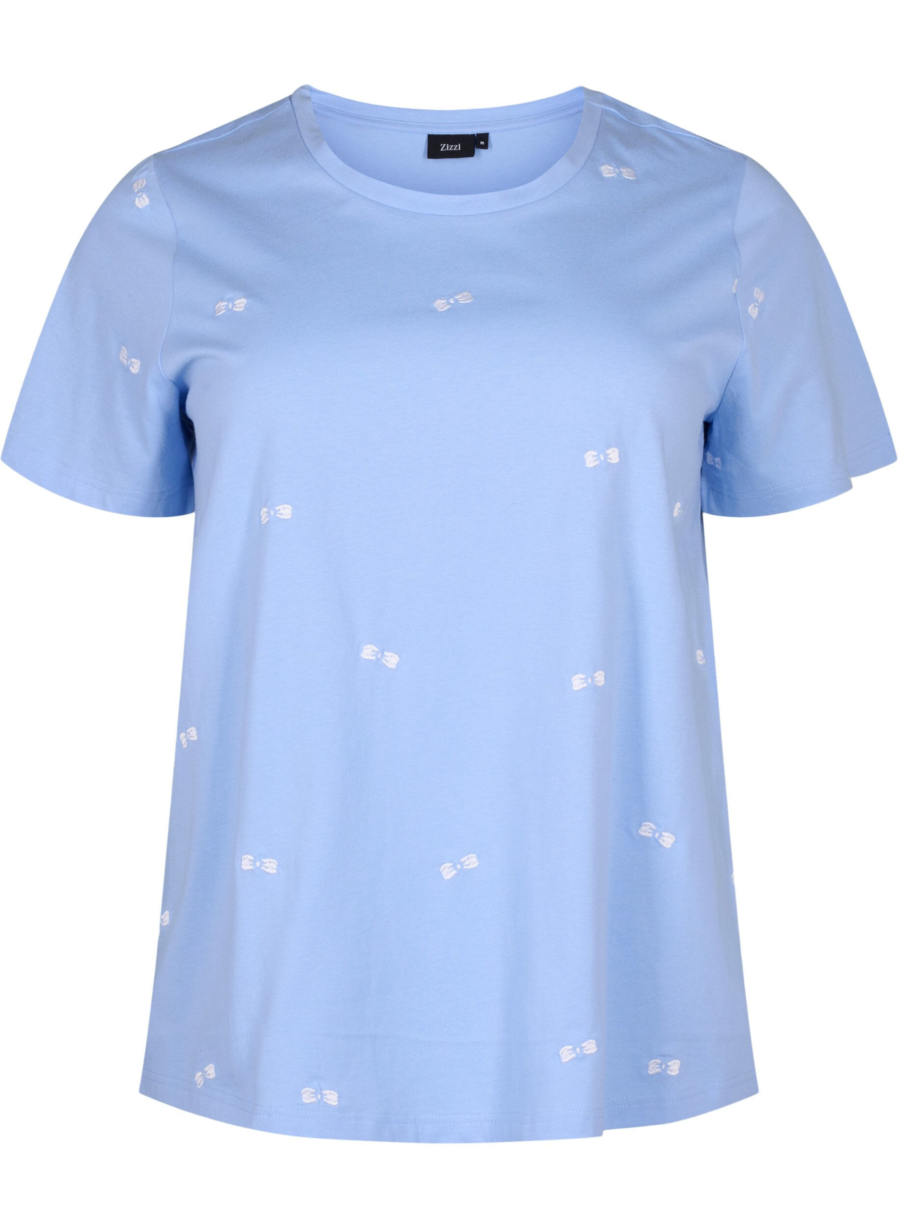 Zizzi T-shirt i &oslash;kologisk bomuld med sl&oslash;jfer., Serenity W. Bow Emb., Packshot image number 0