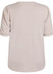 Bluse med knapdetalje og korte puf&aelig;rmer, Beige, Packshot image number 1