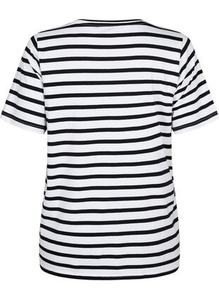 Stribet t-shirt i økologisk bomuld, Black Stripes, Packshot image number 1