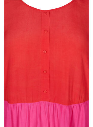Viskose tunika med color-block, Pink Block, Packshot image number 2