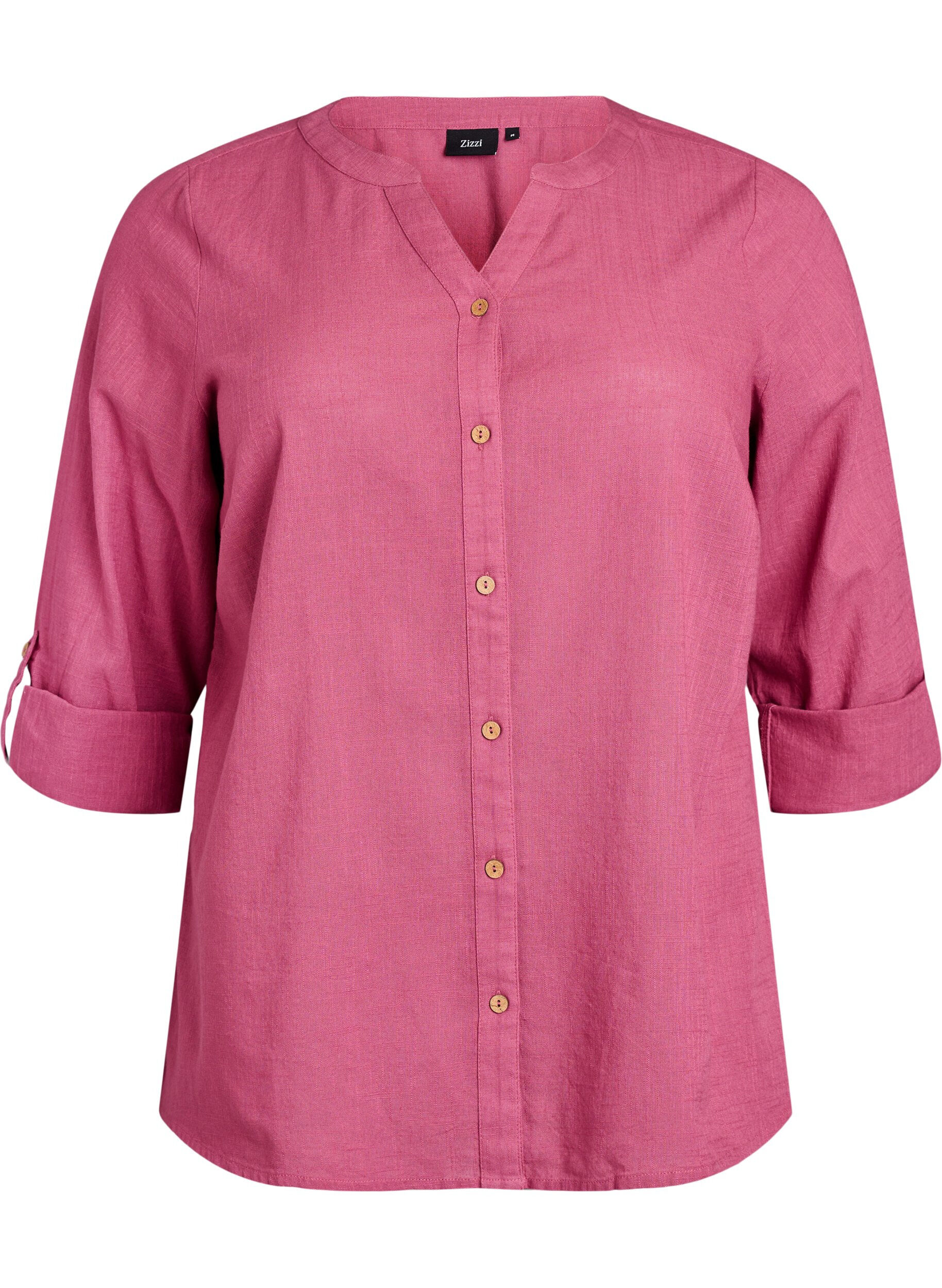 ZizziSkjortebluse i bomuld med v-udsk&aelig;ring, R&oslash;d, Packshot image number 0