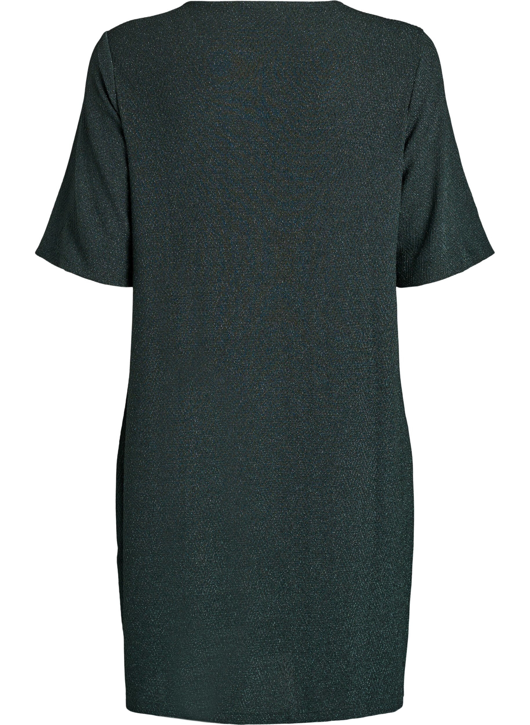 Zizzi Kort kjole med glitterm&oslash;nster, Gr&oslash;n, Packshot image number 1
