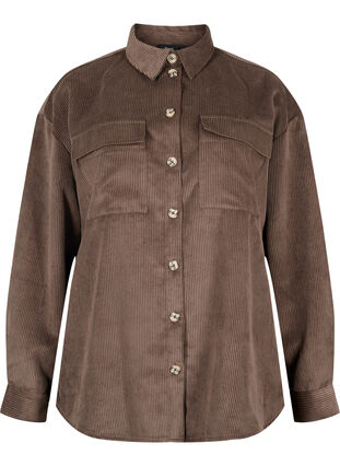 Langærmet fløjlsskjorte med brystlommer, Java, Packshot image number 0