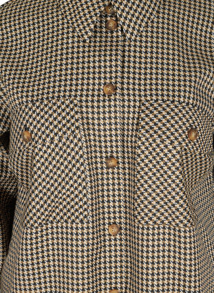 Lang ternet skjortejakke med brystlommer, Houndstooth, Packshot image number 2