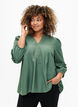 Bluse med flæser, Duck Green, Model image number 0