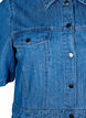 Midilang denimkjole med knapper og korte &aelig;rmer, Bl&aring;, Packshot image number 2