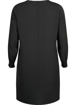 FLASH - Langærmet kjole med glitter, Black w. Silver , Packshot image number 1
