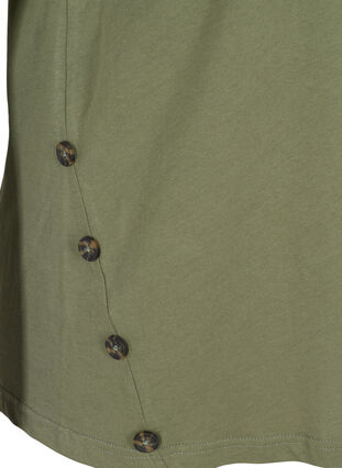 T-shirt med knapper i økologisk bomuld, Thyme, Packshot image number 3