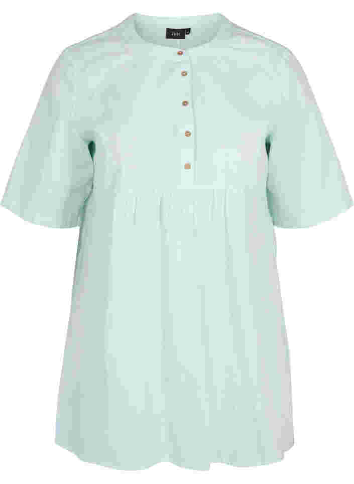Kortærmet tunika med knapper, Moonlight Jade, Packshot image number 0