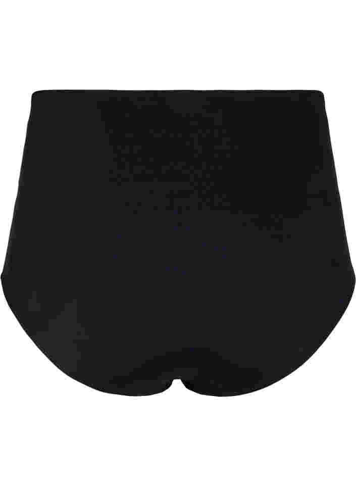 Højtaljet bikini trusse med draperinger, Black, Packshot image number 1