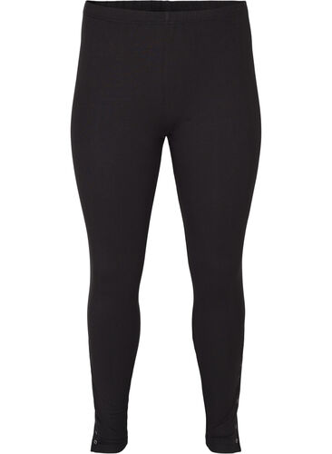 Viskose leggings med trykknapper, Black, Packshot image number 0
