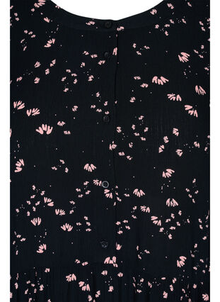 Printet viskose tunika med 3/4 ærmer, Black Rose AOP, Packshot image number 2
