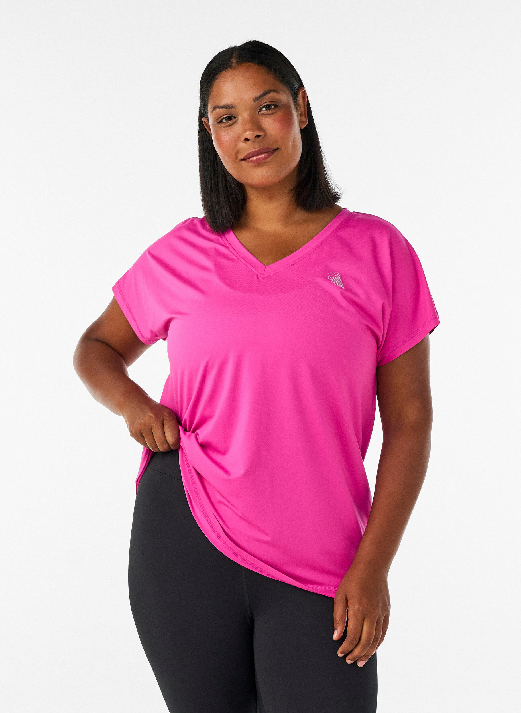 ZizziL&oslash;s tr&aelig;nings t-shirt med v-hals, Lyser&oslash;d, Model image number 0
