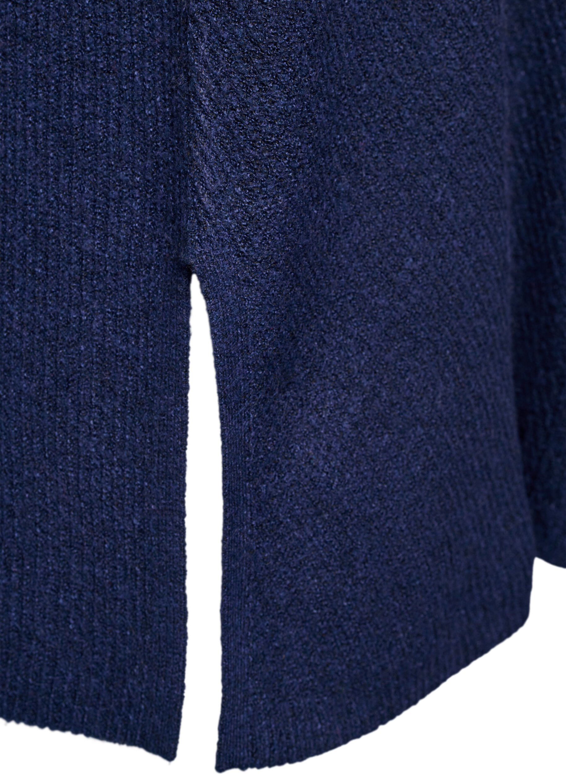 ZizziStrikbluse med diagonalt m&oslash;nster og raglan&aelig;rmer, Bl&aring;, Packshot image number 3