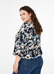 Viskosebluse med print og smock, Sort, Model image number 2