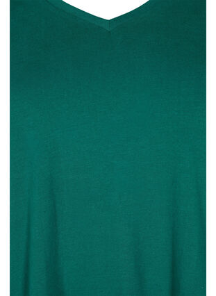 Ensfarvet basis t-shirt i bomuld, Evergreen, Packshot image number 2